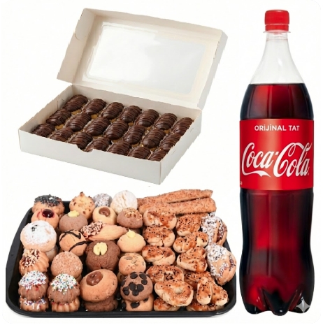 1 Litre Kola İle Tamamlanmış Çift Tatlı Menüsü pasta